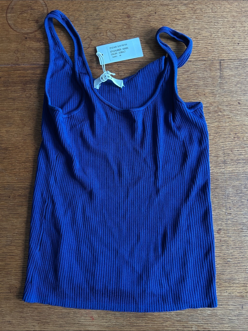 6397 slinky Ribbed Blue Tank Top NWT medium